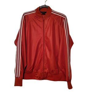 Vintage JC Penney Womens Track Jacket Orange L  3 Stripe Full Zip